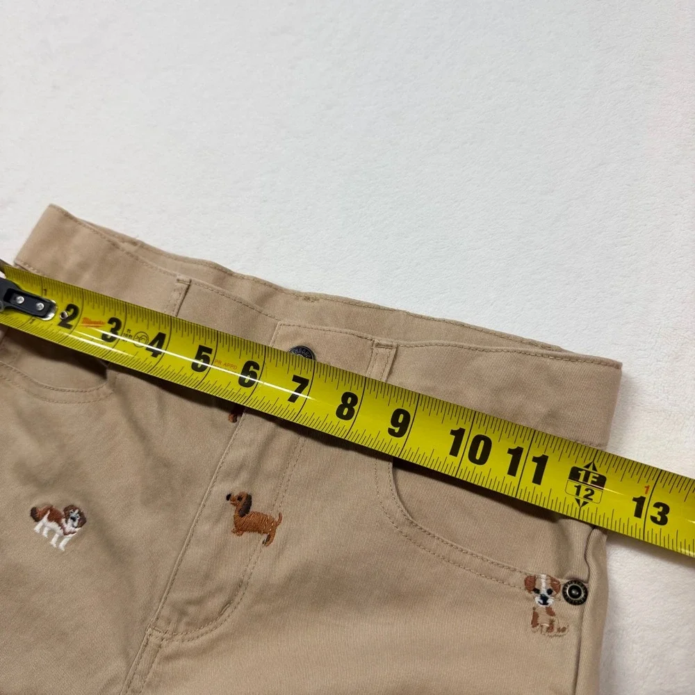 Gymboree Chino‎ Pants Girls Size 10 Tan Good Embroidered Dog Puppy Khaki Chinos